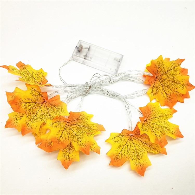 1.5m 10-LED Maple Leaf Lantern String Courtyard Party Room Decoration Lights - Yellow Maple