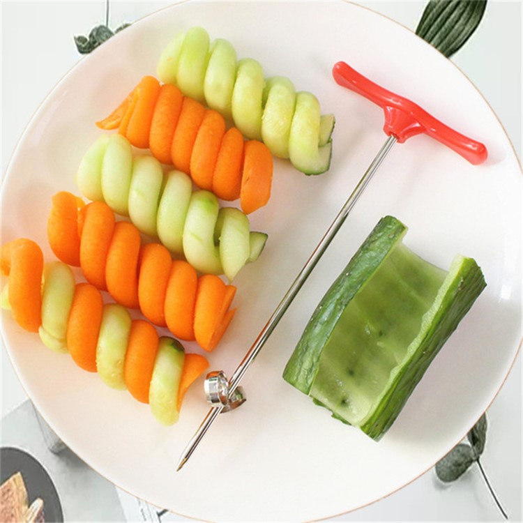 Vegetable Manual Roller Spiral Cutter Twist Knife Screw Slicer (Random Color)-2
