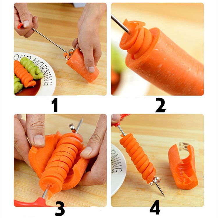 Vegetable Manual Roller Spiral Cutter Twist Knife Screw Slicer (Random Color)-6