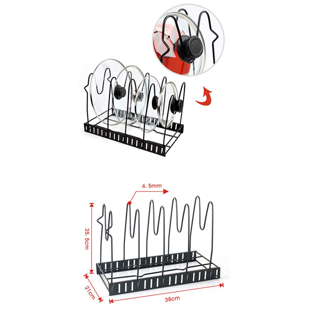 5-Layer Kitchen Organizer Rack Adjustable Metal Cabinet Pantry Pan Pot Lid Organizer Rack Holder Bakeware Plate Holder Stand-5