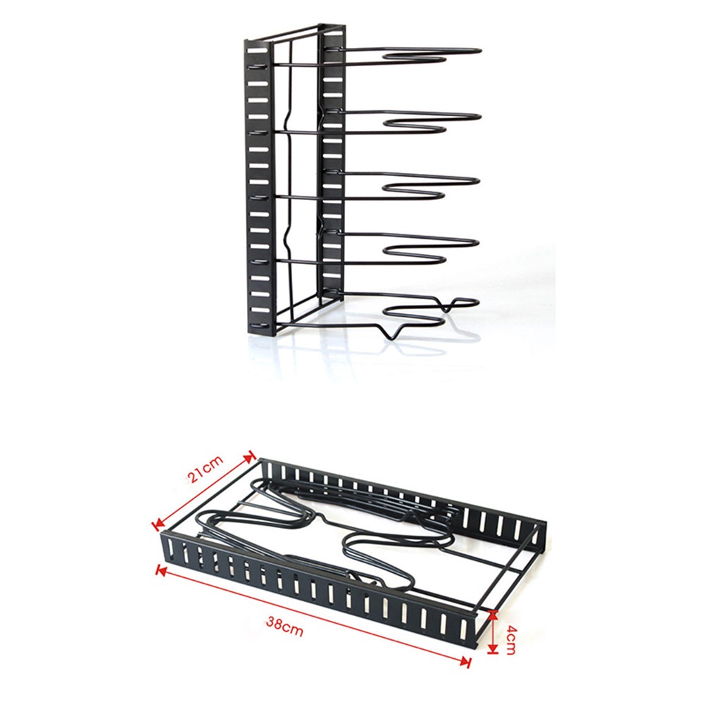 5-Layer Kitchen Organizer Rack Adjustable Metal Cabinet Pantry Pan Pot Lid Organizer Rack Holder Bakeware Plate Holder Stand-6