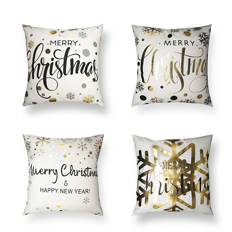 Christams Series Lacquered Throw Pillow Cover Linen Cotton Cover, Size: 45 x 45cm - Style 301-3