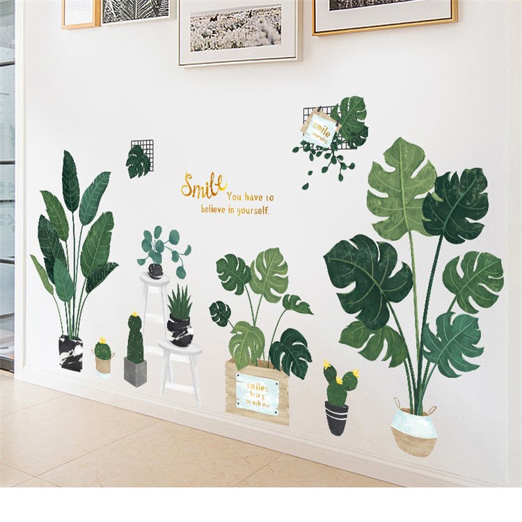 Ins Style Large Green Plants Wall Decoration Decal Stickers Set-6