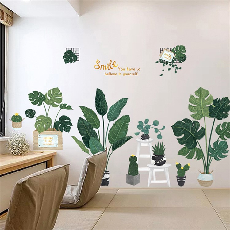 Ins Style Large Green Plants Wall Decoration Decal Stickers Set-8