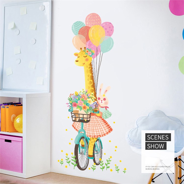 Cartoon Cycling Giraffe Pattern Wall Decoration Stickers Set-5
