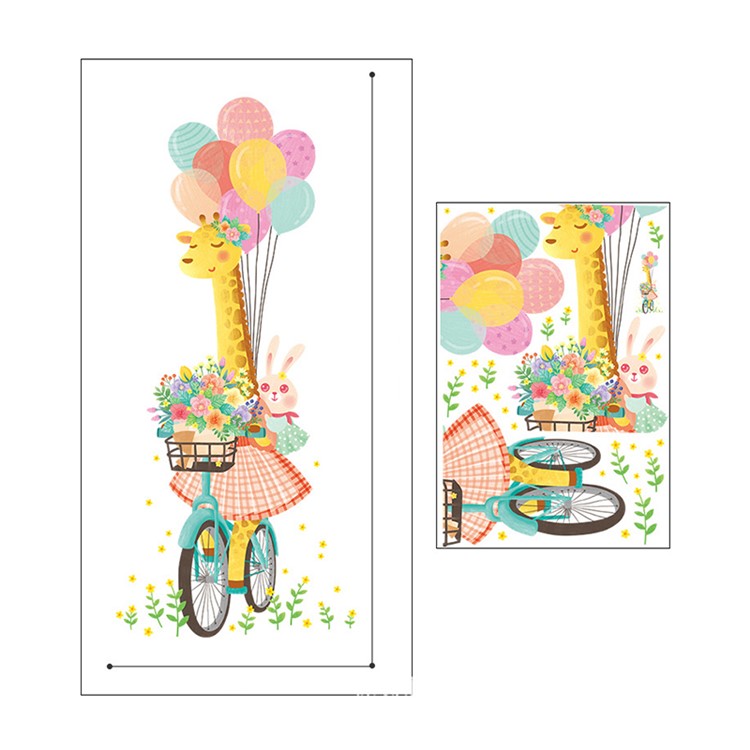 Cartoon Cycling Giraffe Pattern Wall Decoration Stickers Set-7