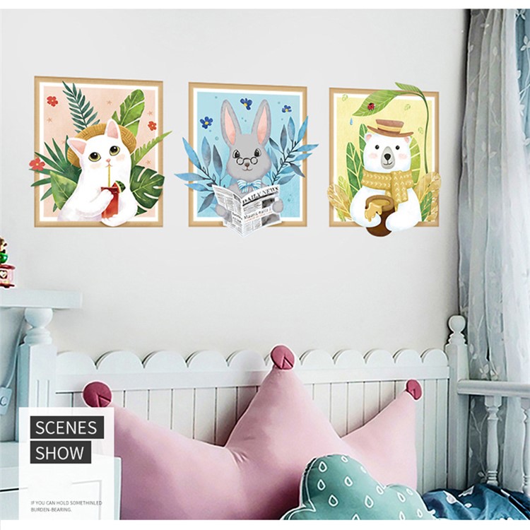 Ins Style Cute Animal Printing Living Room Wall Decor Backgroud Stickers-6