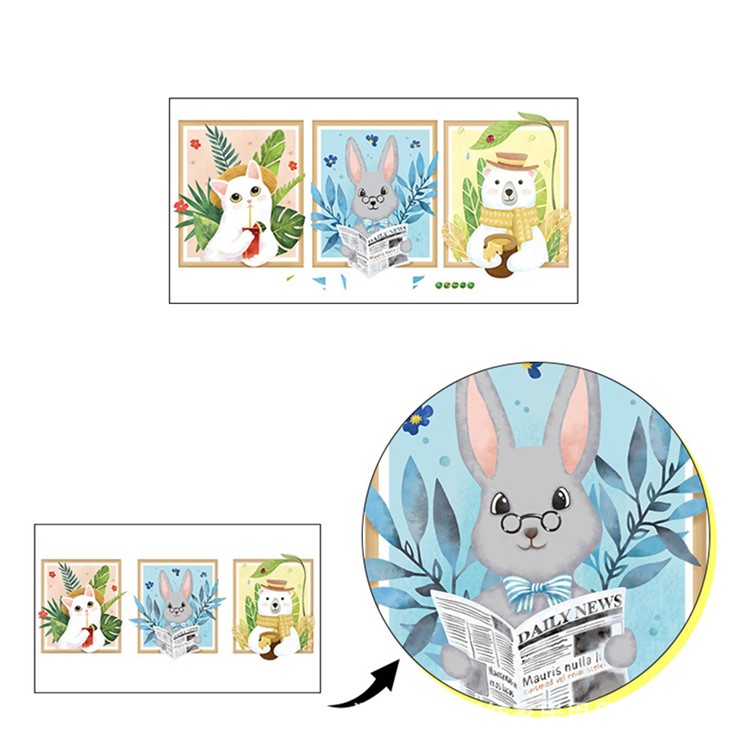 Ins Style Cute Animal Printing Living Room Wall Decor Backgroud Stickers-7