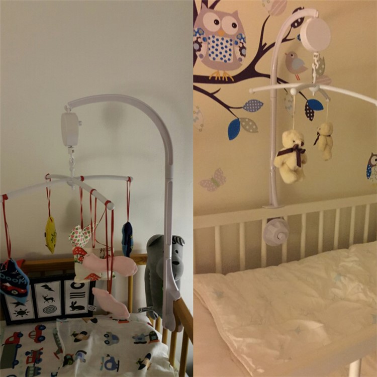 Baby Crib Mobile Bed Bell Toy Holder Arm Bracket + Wind-up Music Box-9