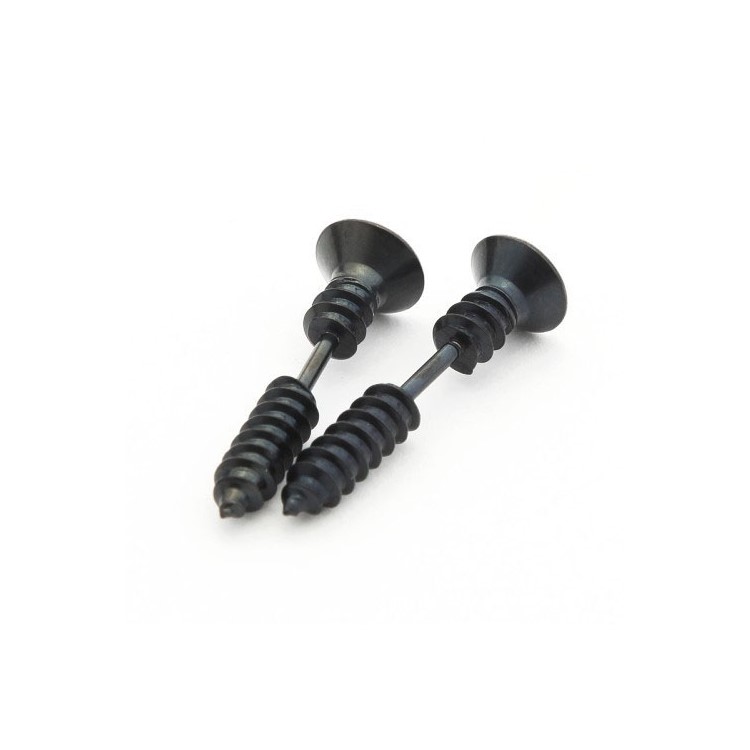1 Pair Titanium Steel Phillips Screw Shape Ear Studs Anti-allergy Earrings Set - Black-1