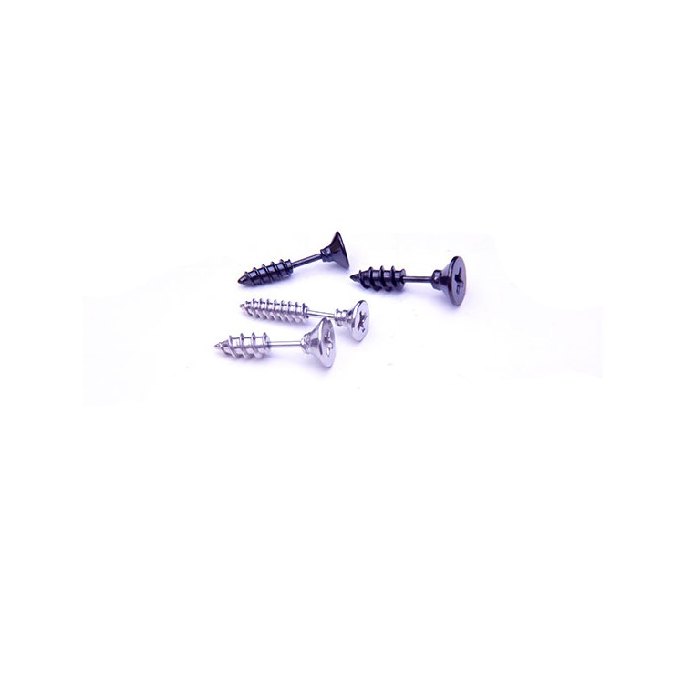 1 Pair Titanium Steel Phillips Screw Shape Ear Studs Anti-allergy Earrings Set - Black-4