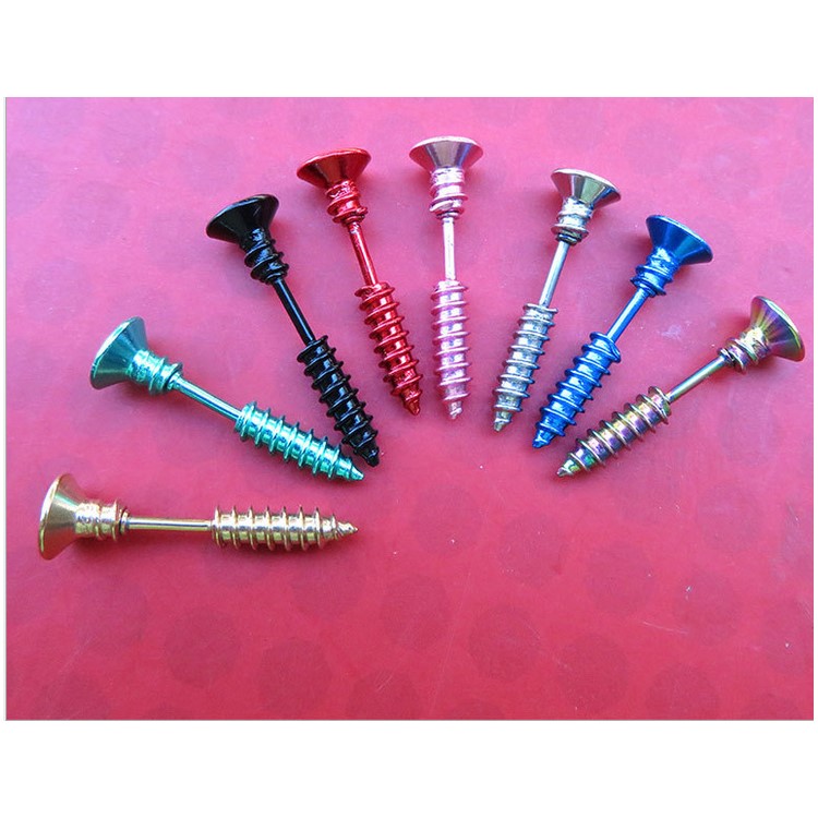 1 Pair Titanium Steel Phillips Screw Shape Ear Studs Anti-allergy Earrings Set - Black-6