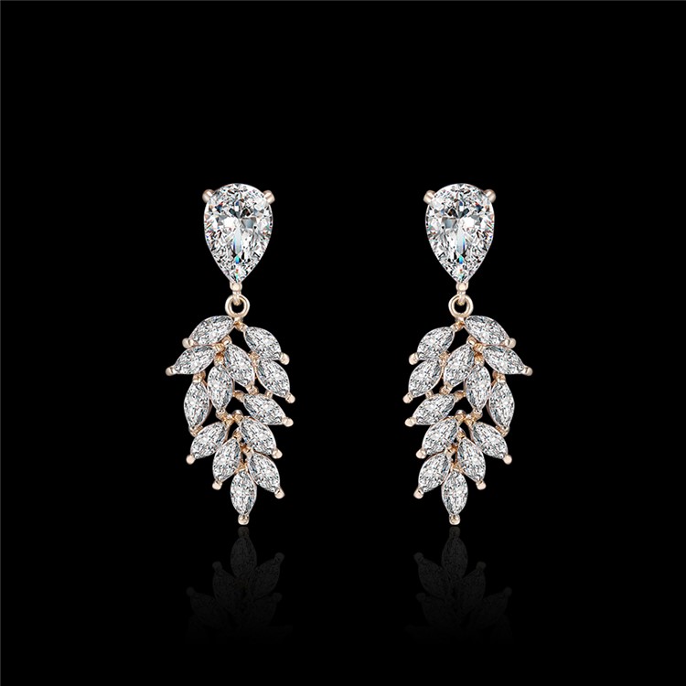 Women's 24K Plated Zircon Earrings Jewelry Earrings - Gold-2