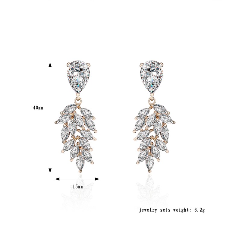 Women's 24K Plated Zircon Earrings Jewelry Earrings - Gold-3