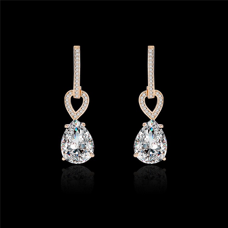 Women's 24K Plated Zircon Diamond Earrings Jewelry Earrings - Gold-2
