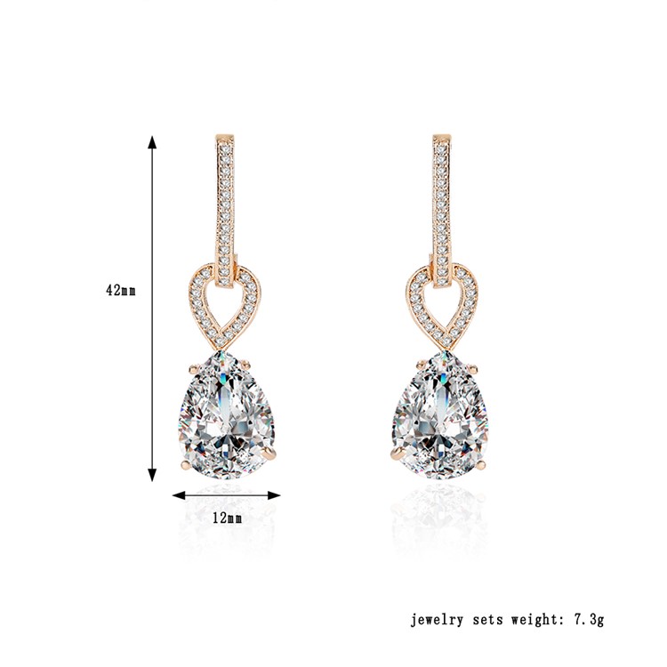 Women's 24K Plated Zircon Diamond Earrings Jewelry Earrings - Gold-3