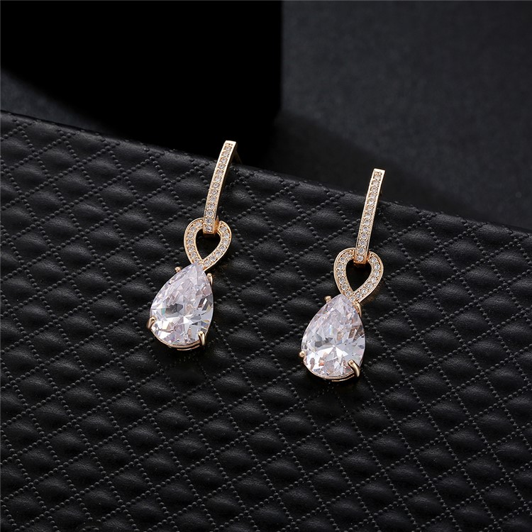 Women's 24K Plated Zircon Diamond Earrings Jewelry Earrings - Gold-6