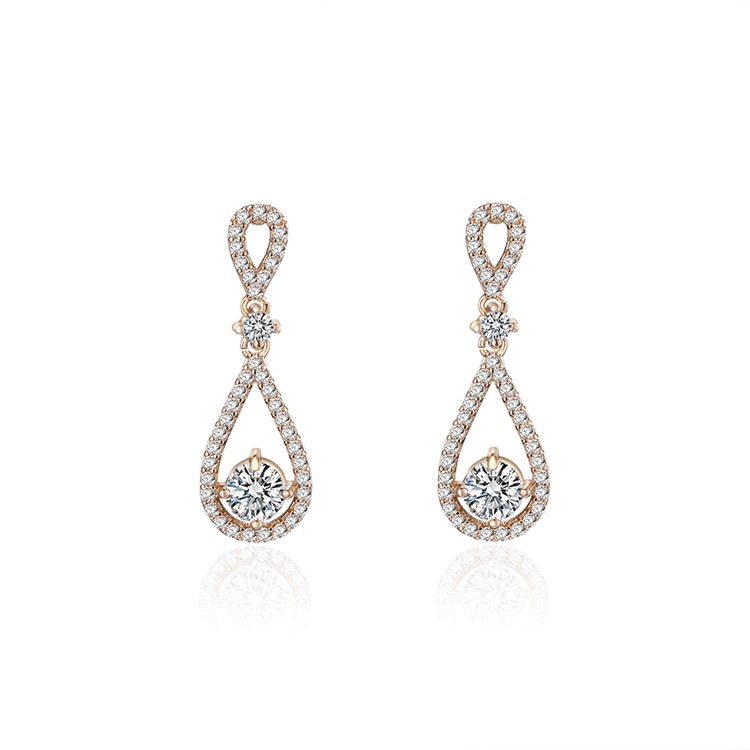 Fashion 24K Plated Zircon Diamond Earrings Jewelry Earrings - Gold-1
