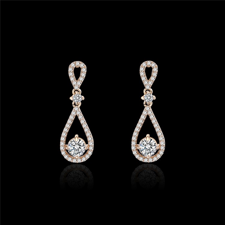 Fashion 24K Plated Zircon Diamond Earrings Jewelry Earrings - Gold-2