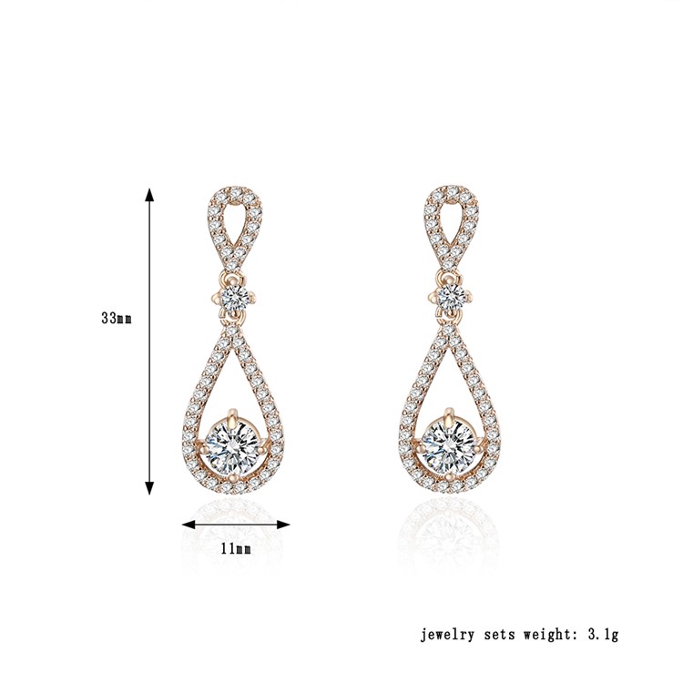 Fashion 24K Plated Zircon Diamond Earrings Jewelry Earrings - Gold-3