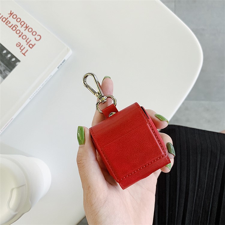 Retro PU Shell for Apple AirPods with Wireless Charging Case (2019) / AirPods with Charging Case (2019) (2016) - Red-1