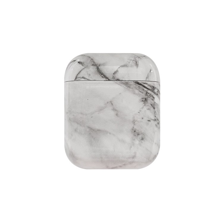 Hard PC Bluetooth Marble Skin Cover for Apple AirPods with Wireless Charging Case (2019) / AirPods with Charging Case (2019) (2016) - White/Black