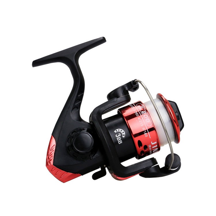 3BB Fishing Reel Spool Vessel Fish Spinning Wheel Line Gear Cast (With Line) - Red-1