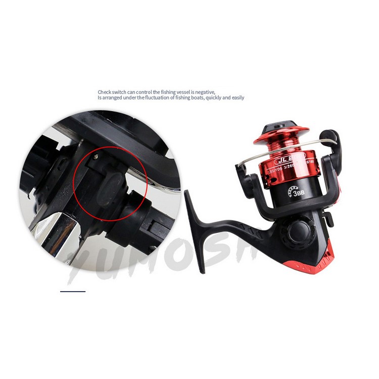 3BB Fishing Reel Spool Vessel Fish Spinning Wheel Line Gear Cast (With Line) - Red-2