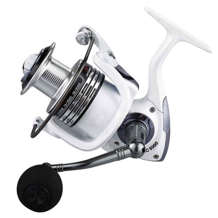 HC1000 6+1BB 5.2:1 Metal Spinning Fishing Reel with EVA Grip - White-1