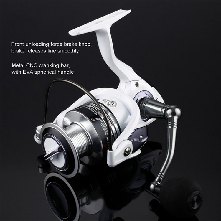 HC3000 Professional Metal Spinning Fishing Reel 6+1BB 5.2:1 Gear Ratio - White-18