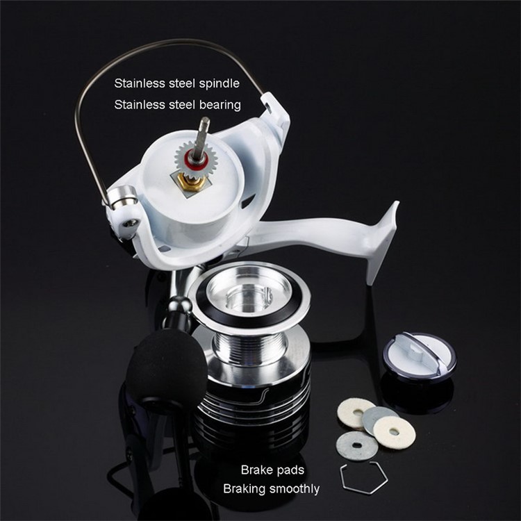 HC6000 6+1 Ball Bearings 5.2:1 Metal Spinning Fishing Reel with EVA Grip - White-13