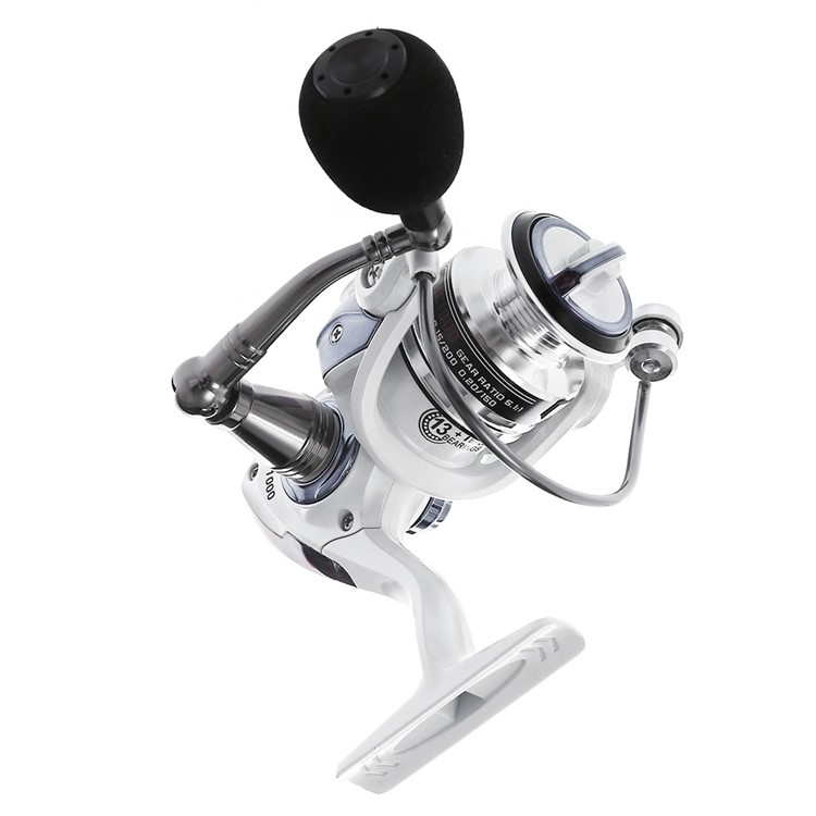 HC6000 6+1 Ball Bearings 5.2:1 Metal Spinning Fishing Reel with EVA Grip - White-2