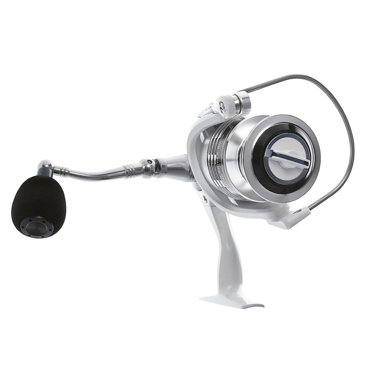 HC6000 6+1 Ball Bearings 5.2:1 Metal Spinning Fishing Reel with EVA Grip - White-5