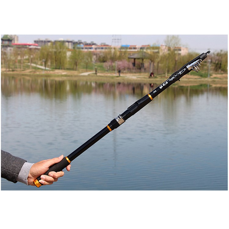 2.4M Fishing Rod Reel Combos Carbon Telescopic Fishing Rod Pole - Black-1