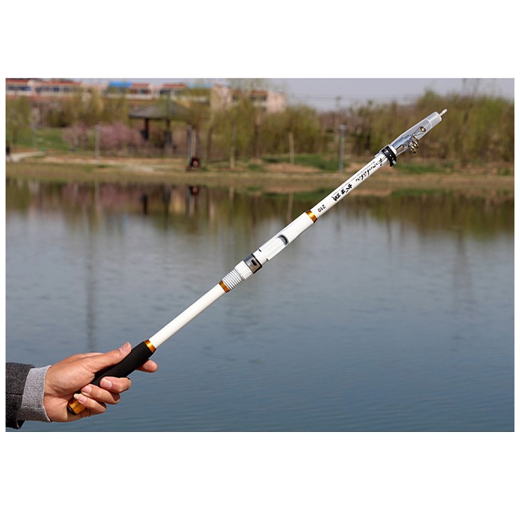 2.4M Carbon Telescopic Fishing Rod Pole Fishing Rod Reel Combos - White-1