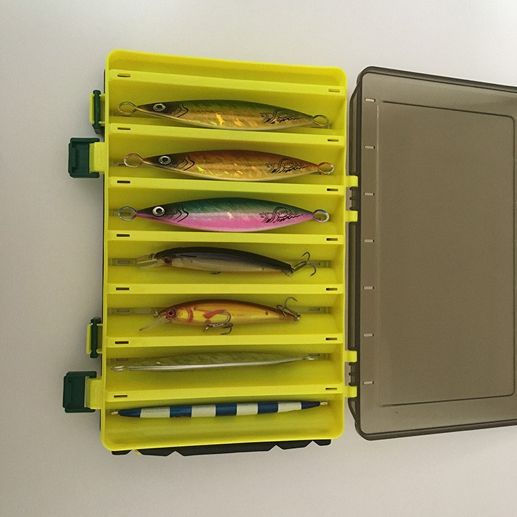 Double-sided 14 Grids Fishing Lure Box PP Storage Tackle Box - Yellow-3