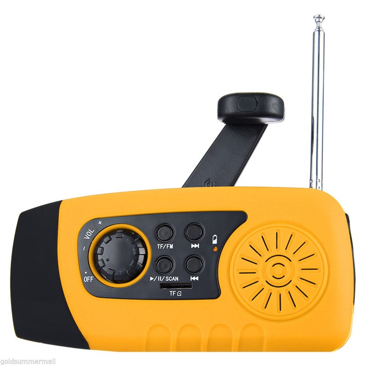 Portable Outdoor Emergency Solar Hand Crank AM/FM Weather Radio Power Bank with LED Flashlight - Orange-2
