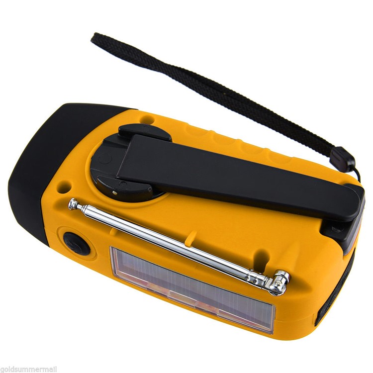 Portable Outdoor Emergency Solar Hand Crank AM/FM Weather Radio Power Bank with LED Flashlight - Orange-3