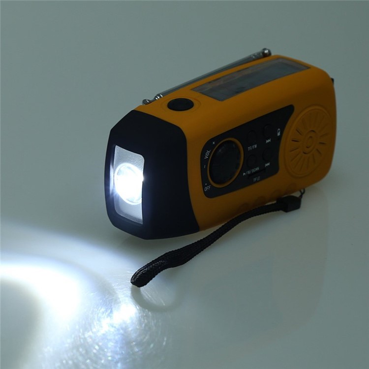 Portable Outdoor Emergency Solar Hand Crank AM/FM Weather Radio Power Bank with LED Flashlight - Orange-6