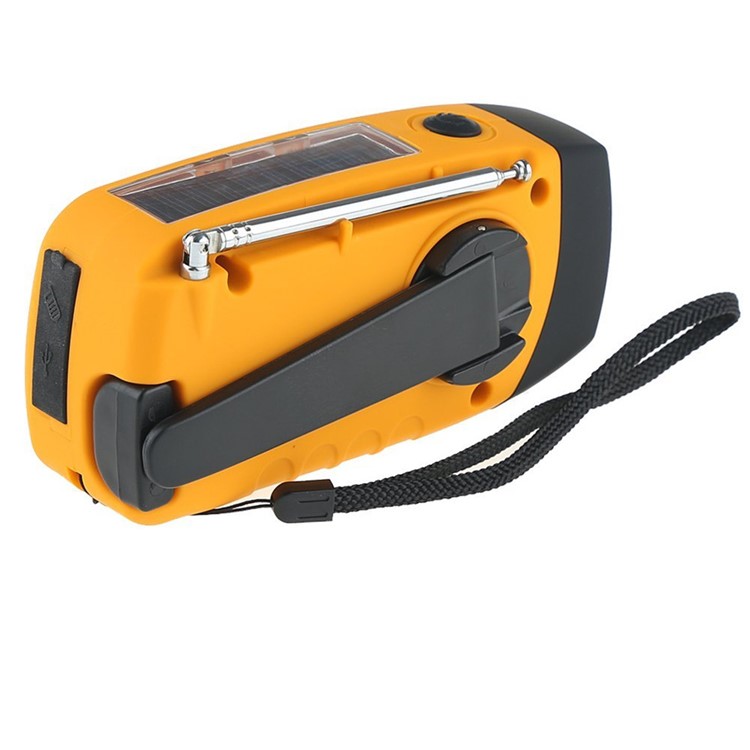 Portable Outdoor Emergency Solar Hand Crank AM/FM Weather Radio Power Bank with LED Flashlight - Orange-7