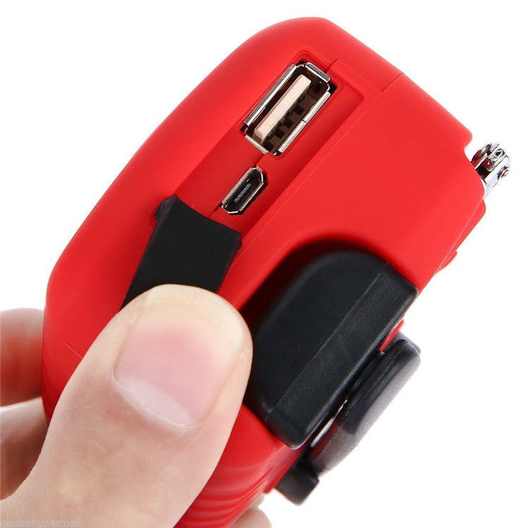 Portable Emergency Outdoor Solar Hand Crank AM/FM Weather Radio 2000mAh Charger with LED Flashlight - Red-2