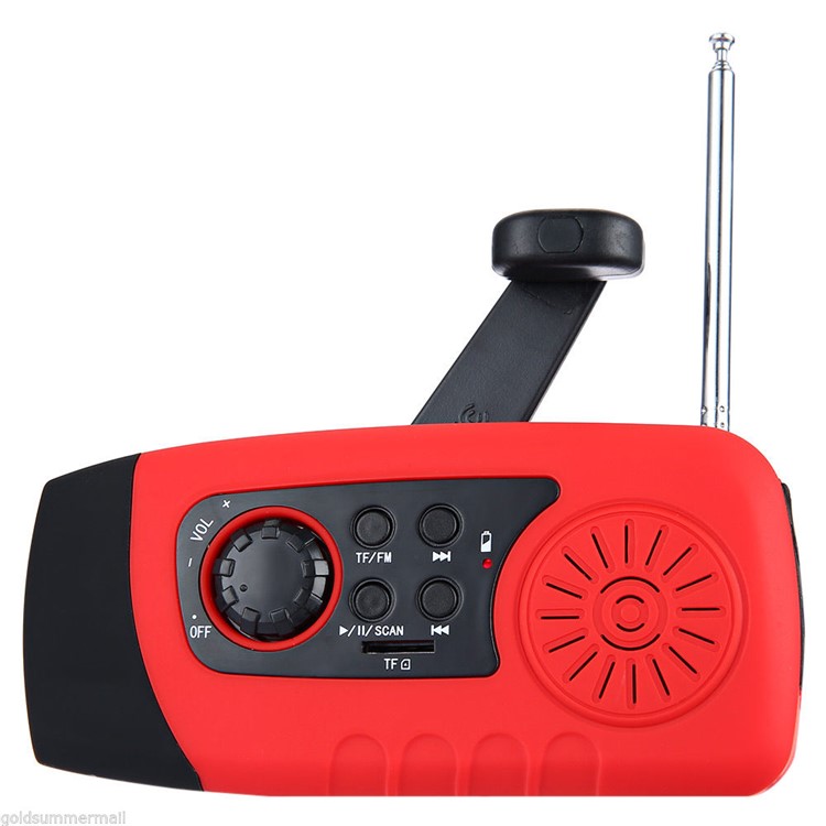 Portable Emergency Outdoor Solar Hand Crank AM/FM Weather Radio 2000mAh Charger with LED Flashlight - Red-4