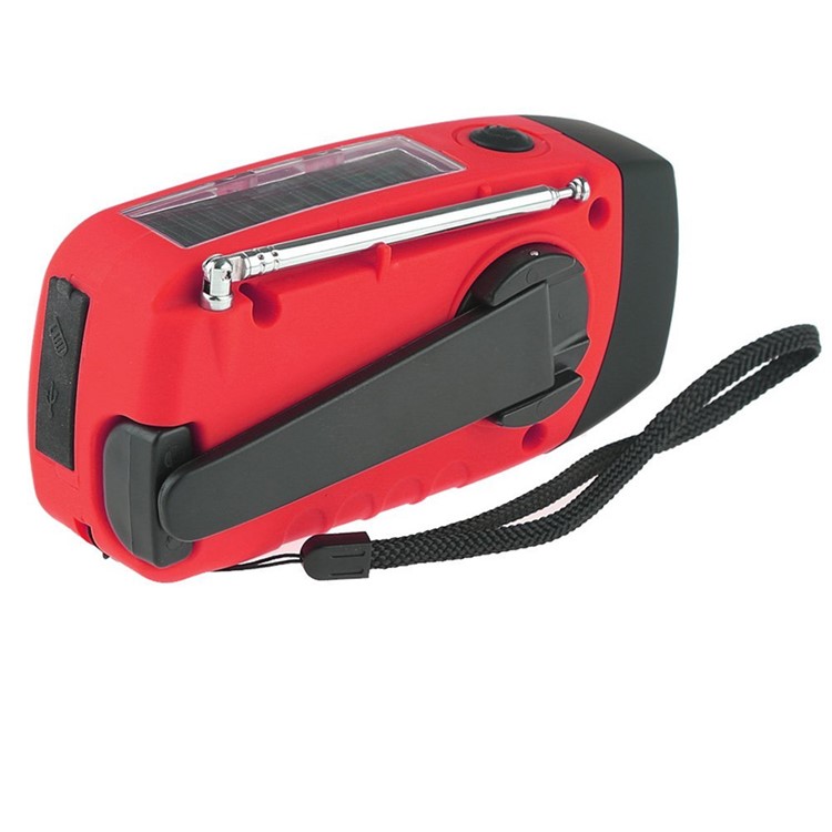 Portable Emergency Outdoor Solar Hand Crank AM/FM Weather Radio 2000mAh Charger with LED Flashlight - Red-6