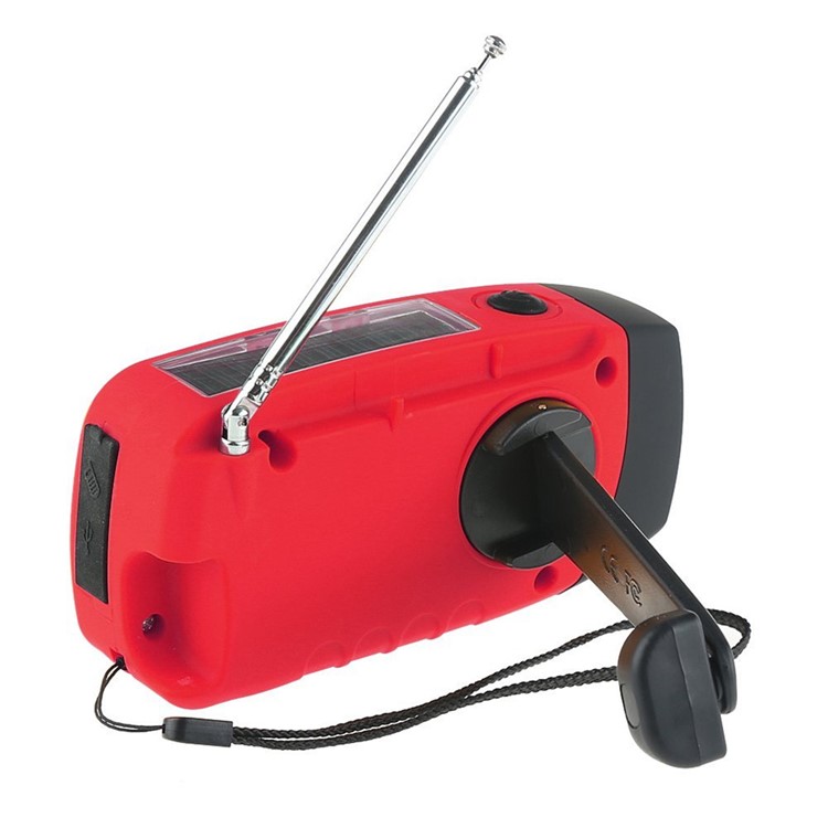 Portable Emergency Outdoor Solar Hand Crank AM/FM Weather Radio 2000mAh Charger with LED Flashlight - Red-7