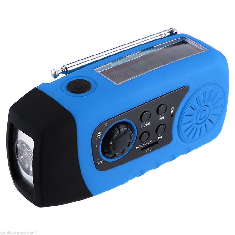 Multi-functional Outdoor Emergency Solar Hand Crank AM/FM Weather Radio External Battery Power - Blue-1