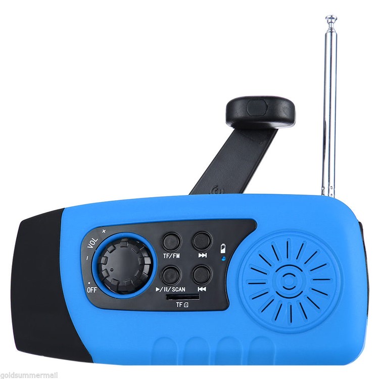 Multi-functional Outdoor Emergency Solar Hand Crank AM/FM Weather Radio External Battery Power - Blue-2