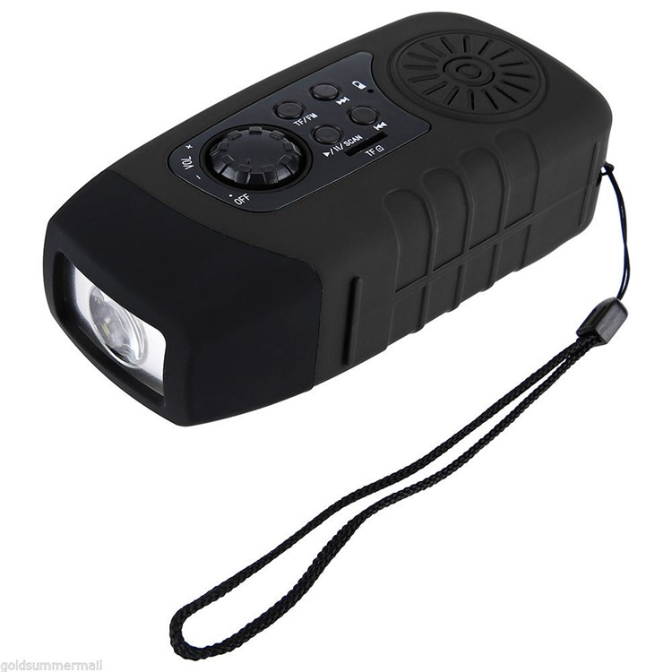 Multi-functional Emergency Outdoor Solar Hand Crank AM/FM Weather Radio 2000mAh Mobile Charger - Black-2