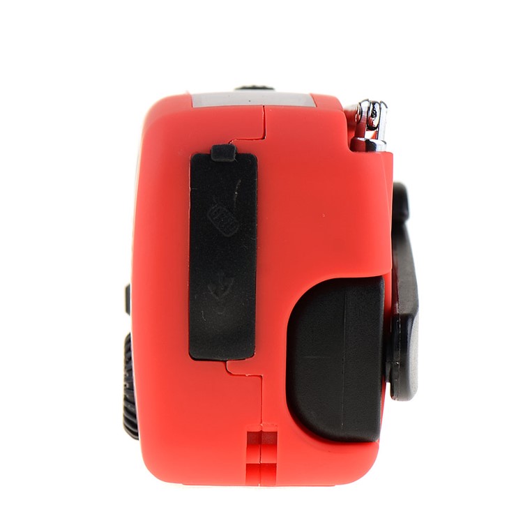 Emergency Solar Hand Crank Self Powered AM / FM Radio LED Flashlight - Red-4