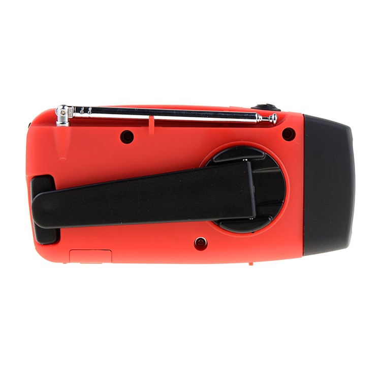 Emergency Solar Hand Crank Self Powered AM / FM Radio LED Flashlight - Red-6