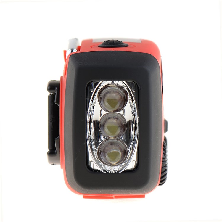 Emergency Solar Hand Crank Self Powered AM / FM Radio LED Flashlight - Red-7